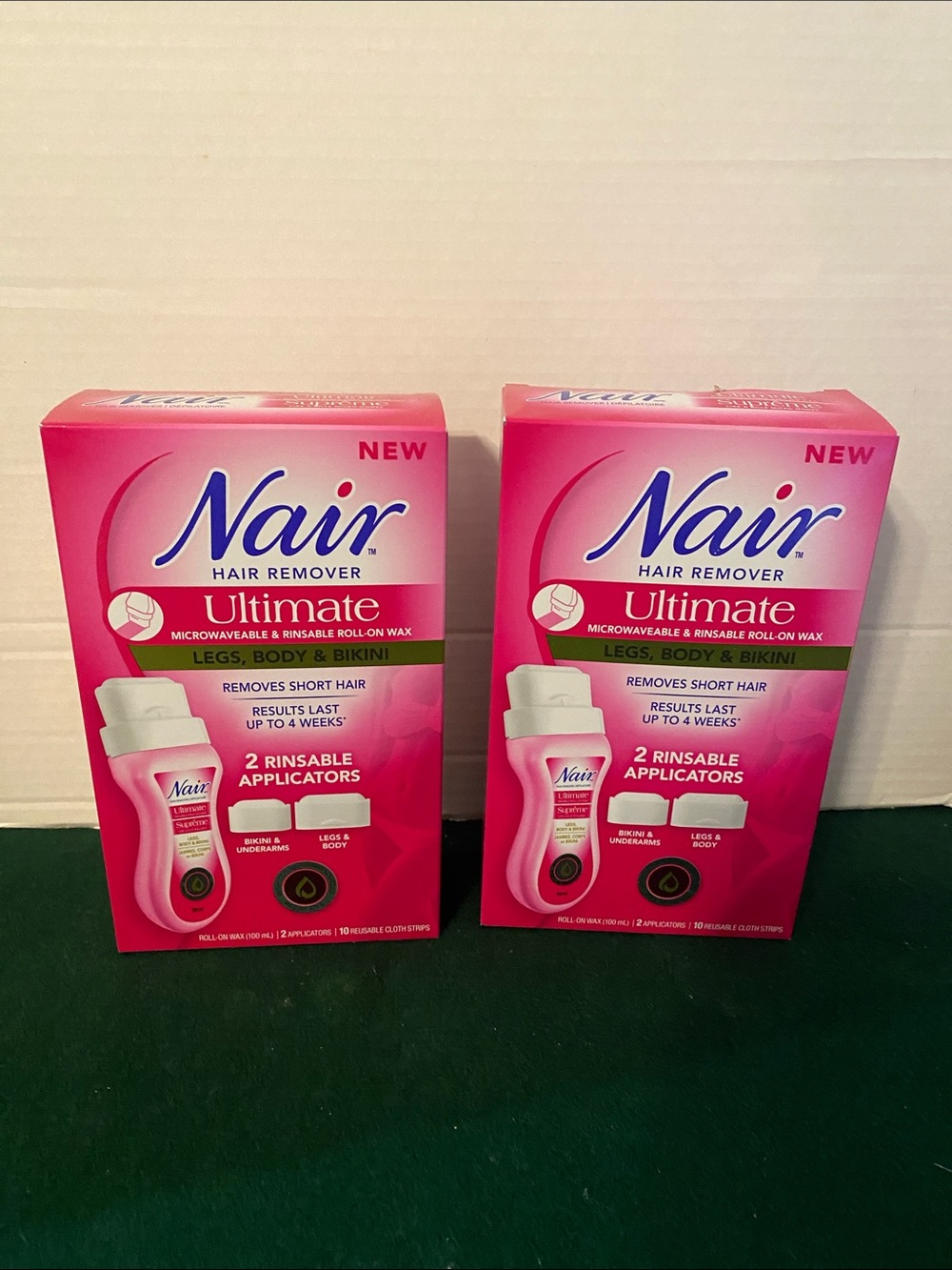 2 X Nair Ultimate Microwaveable & Rinsable Roll on Wax.